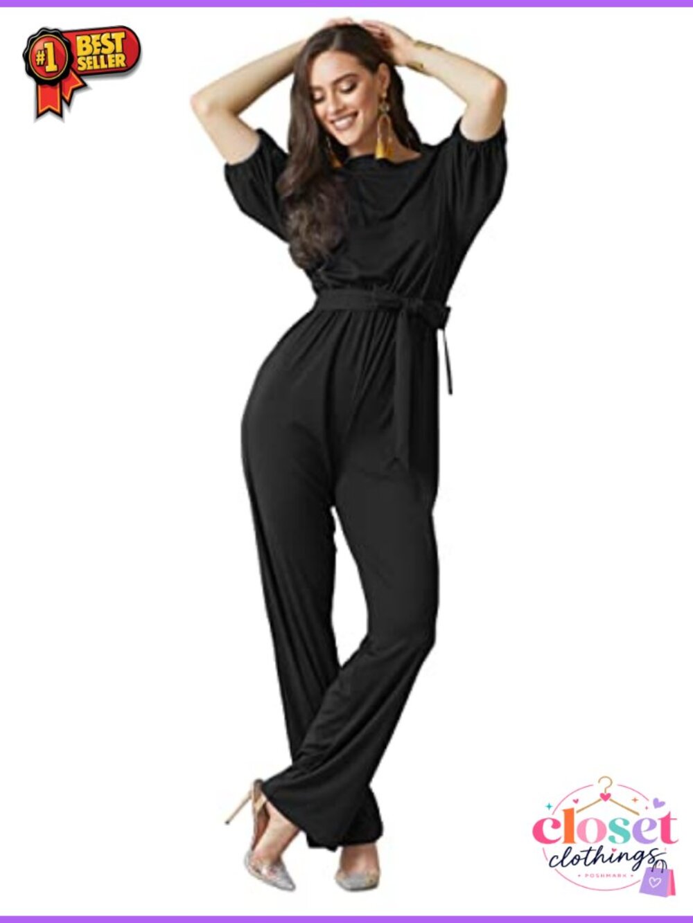 KOH KOH Women Off Shoulder 3/4 Sleeve Jumpsuit Pant Suit Romper